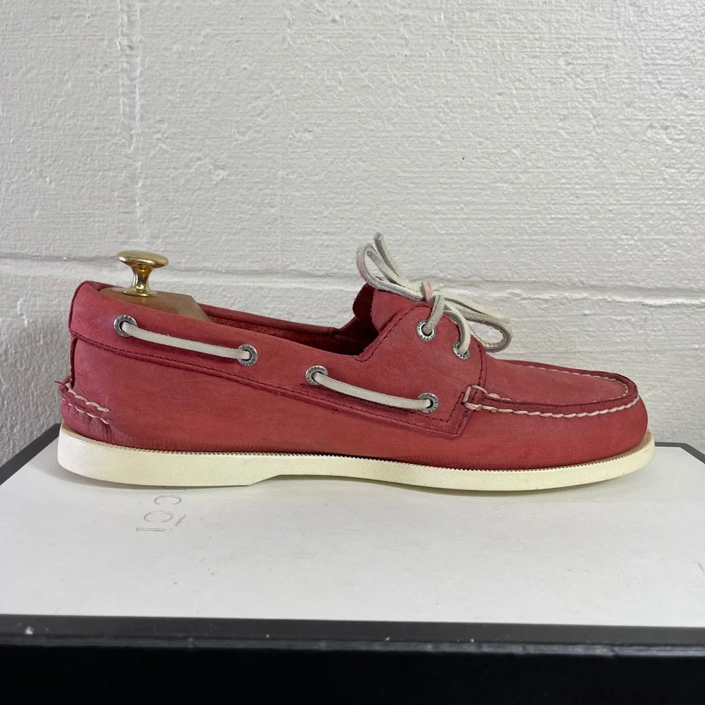 Sperry Top-Sider 10281535 Red Leather Boat Shoes 2 Eye Men's Size 9.5 M